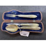 Early 20th cent. Russian silver campaign/picnic set comprising knife, spoon, fork with helix