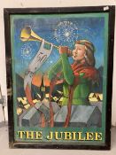 20th cent. Pub sign, double sided. The Jubilee. Signed N. Searle (Nigel). 47½ins. x 35½ins.