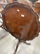 Georgian mahogany pie crust top tripod table. H29ins. x W27ins.