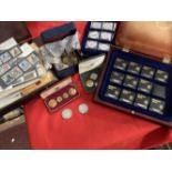 Coins & Stamps: More than forty GB Commemorative Crowns, plus loose copper and white metal coins