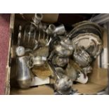 Silver Plated: Items include trays, carving sets, toast rack, candelabra, coffee pot, teapots, bell,