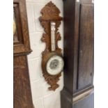 Early 20th cent. Oak barometer. Signed De Cruchy, Jersey.