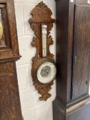 Early 20th cent. Oak barometer. Signed De Cruchy, Jersey.