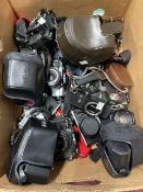Cameras: Selection of manual SLR cameras including, Nikkormat EL in case, Minolta X-700, Canon