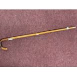 Hallmarked Gold: Walking stick, gentleman's, leather handle (A/F), 18ct gold ferrule signed Brigg,