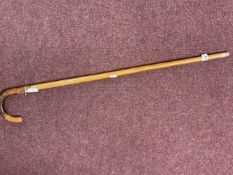 Hallmarked Gold: Walking stick, gentleman's, leather handle (A/F), 18ct gold ferrule signed Brigg,