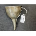 Hallmarked Silver: Georgian wine funnel and strainer, London mark, John Emes 1802/3. Engraved A to