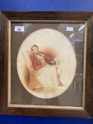 English School: 19th cent. Watercolour "Seated Young Man" in rosewood frame. 14½ins. x 15¾ins.