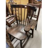19th cent. Gothic back cane armchair, plus three other chairs.