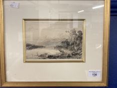 Thomas Miles Richardson (1813-1890): Pen and ink wash Loch Aneileain, initialled, dated, and