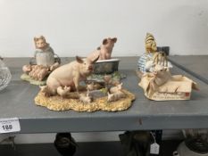 Border fine Arts: Selection of pigs and Pooh Bear figures (5) plus Chancellery and other birds (10),