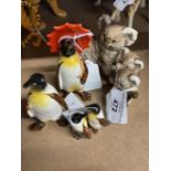 20th cent. Ceramics: Beswick Koala Bear, mother and two babies, Penguin Family, mother with