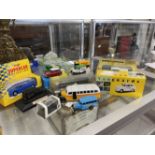 Toys: Cars Austin A35, Bugatti EB110, Ford Model T, plus eight others and a model of The Flying