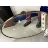 1930/1950 Oval bevel edge mirror, anodised frame, etc.