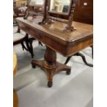 19th cent. Mahogany tea table on central column support. 39ins. x 30ins. x 19ins.