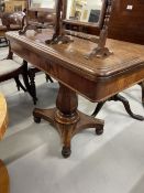 19th cent. Mahogany tea table on central column support. 39ins. x 30ins. x 19ins.