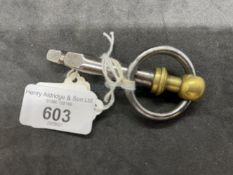 Corkscrews/Wine Collectables: English steel and brass Butlers screw (Helix) with carriage key and