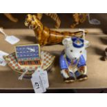 20th cent. Ceramics: Royal Crown Derby paperweight, Schoolboy Teddy with gilt stopper and Noah's