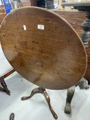 19th cent. Tilt top side table on three splayed supports. 28ins.