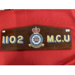 Militaria: RAF 1102 Marine Craft Unit sign. 28ins. x 10ins.