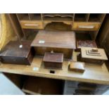 19th cent. Treen, oak, mahogany small boxes. (7)