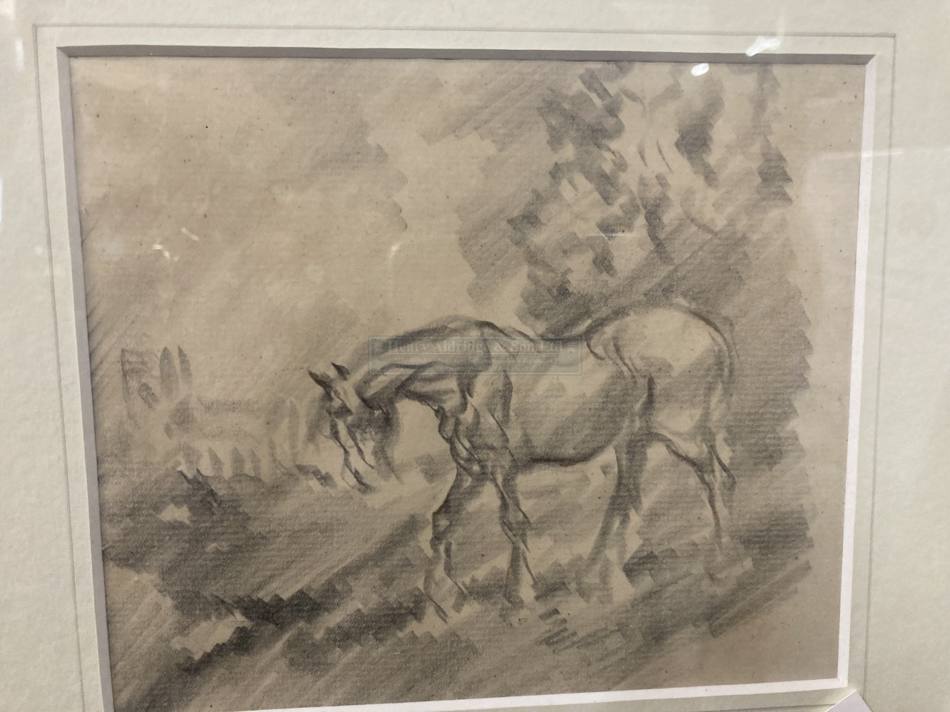 Anton Lock (1893 - 1979) Pencil sketch on paper of a horse. Unsigned. framed and glazed. 6½ins x 5½ - Image 2 of 4