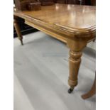 19th cent. Mahogany extending dining table on tapering supports, leaf. Approx. 72ins. x 36ins.