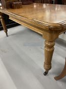 19th cent. Mahogany extending dining table on tapering supports, leaf. Approx. 72ins. x 36ins.