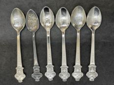 Rolex: Set of six teaspoons inscribed with Swiss towns, with Bucherer of Switzerland on reverse. 4¼