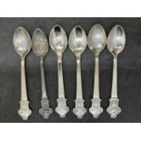 Rolex: Set of six teaspoons inscribed with Swiss towns, with Bucherer of Switzerland on reverse. 4¼