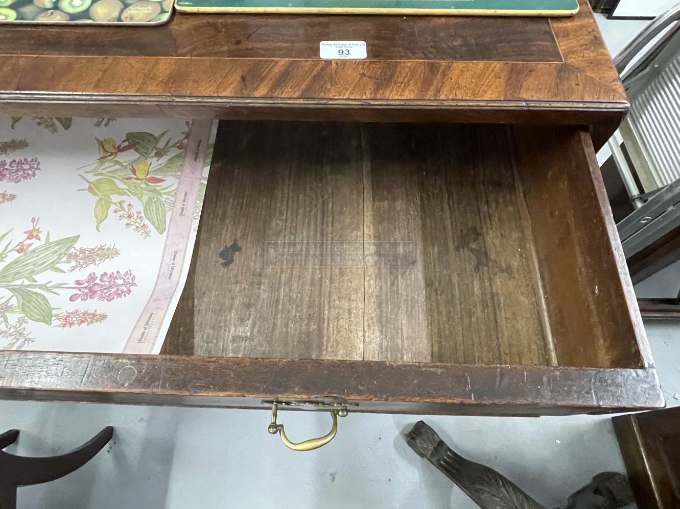 Georgian mahogany cross banded chest of 5 long drawers on bracket feet. W42ins. x D18½ins. x - Image 2 of 2