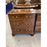 Late 18th/early 19th cent. Dwarf mahogany chest of three drawers inlaid with ebony and boxwood,