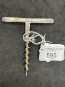 Corkscrews/Wine Collectables: Simple screw. Peruvian silver screw, the handle decorated in the