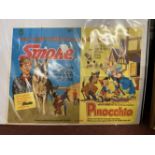 Movies: Walt Disney Film poster for "Smoke and Pinocchio". 40ins. x 30ins. plus Peter Pan (2) 20ins.