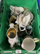 19th/20th cent. Jugs to include ironstone, Toby jugs, transfer ware, Studio pottery, etc.