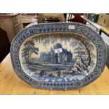 19th cent. Davenport meat plate 18½ins. plus a large Spode Chinoiserie foot bath 20ins. Both have