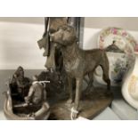 Irish Art: Genesin cold cast sculptures "Spirit of the Wind" 14ins. Irish Wolf Hound 7ins. plus 3