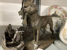 Irish Art: Genesin cold cast sculptures "Spirit of the Wind" 14ins. Irish Wolf Hound 7ins. plus 3