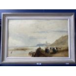 Attributed to William Frith: Holiday Makers on a Beach, oil on panel. 13ins. x 22ins. Ex Bonhams