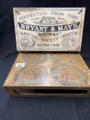Early 20th cent. Table matchbox mahogany, elm and oak oyster cut veneers, containing Bryant & May '