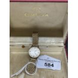 Watches: Ladies 9ct yellow gold Omega bracelet watch, silver coloured dial, mechanical movement,
