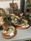 Cold Cast Resin: Country Artists Elephant family, Otter family and Otter standing. (3).
