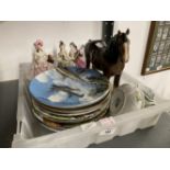 20th cent. Ceramics: Dresden lace figurines A/f. Beswick Bay Horse and a quantity of collectors