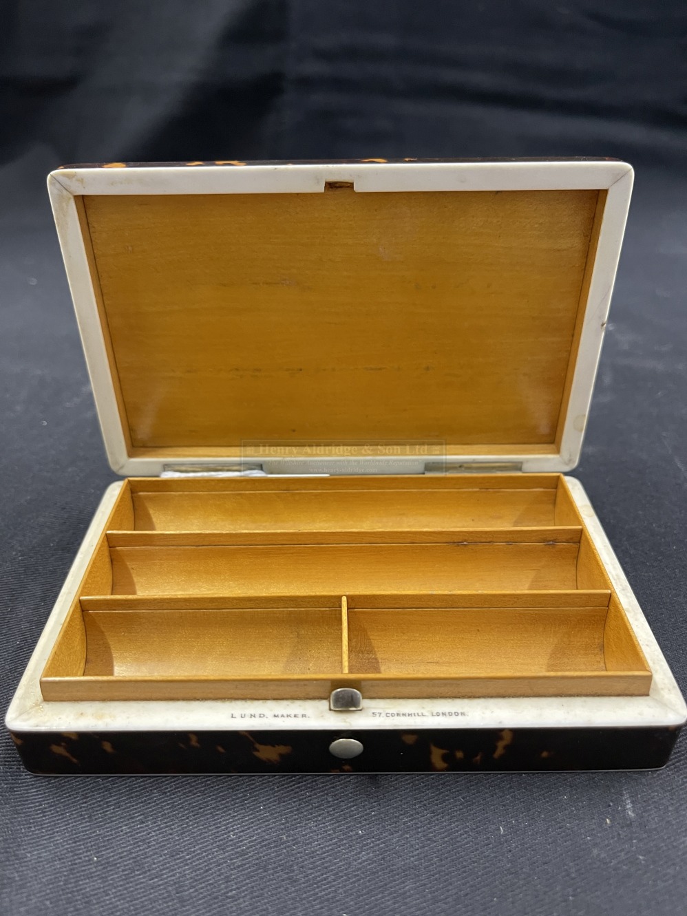 19th cent. Tortoiseshell box with satinwood interior, maker Lund of Cornhill St. London. 5½ins. x - Image 2 of 2