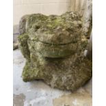 Gardenalia/Statuary: 20th cent. Czechoslovakian stone frog/toad. 16ins. x 22ins. x 20ins.