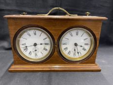 Clock: Early 20th cent. Chess clock in walnut case, double faced with German movements.