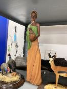 Cold Cast Resin: Soul Journeys Maasai Atiya figurine, multi colour decoration 15ins. a bronze Soul