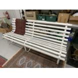 Late 19th cent. Cast iron & wooden slatted garden bench. 7ft. long.
