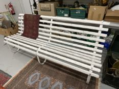 Late 19th cent. Cast iron & wooden slatted garden bench. 7ft. long.