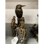 South African Art: Giovanni Schoeman bronze filled sculptures, Kingfisher standing on a perch